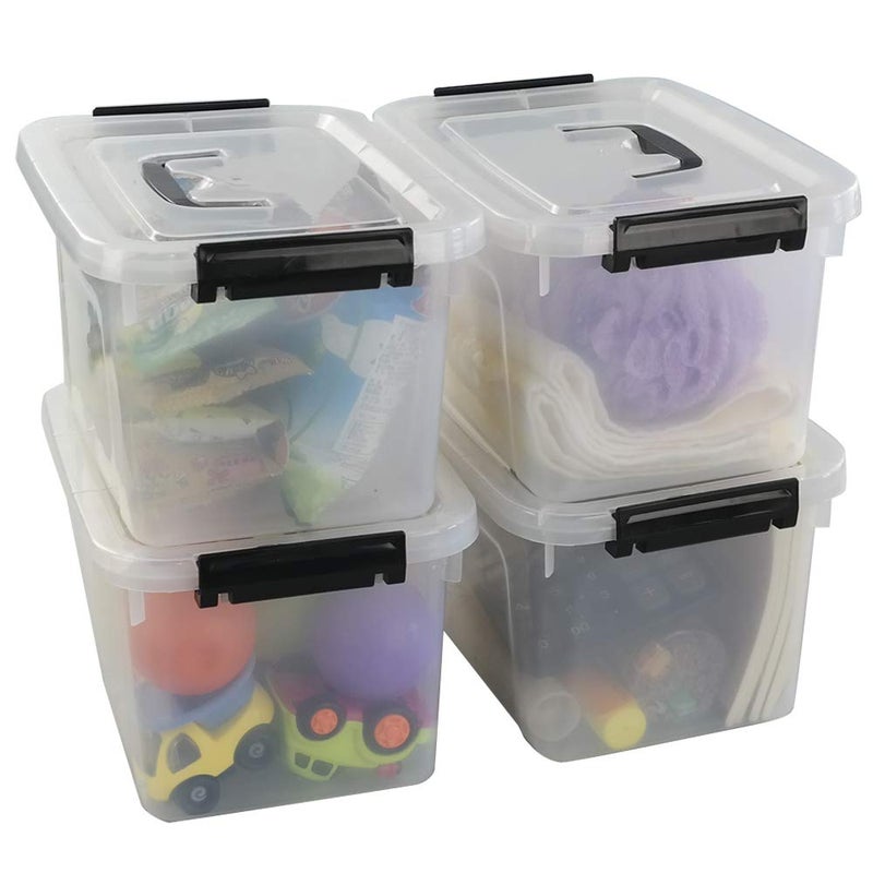 Begale 5 Quart Plastic Small Storage Container, Clear Latch Box with Latches, 4-Pack - Image 4